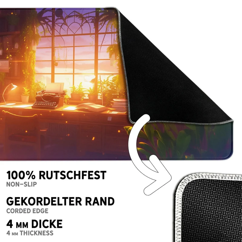 Gaming Mauspad XXL Studierzimmer Bookish LoFi Bücher 90x40 | 80x30 | 45x40 cm 4mm dick
