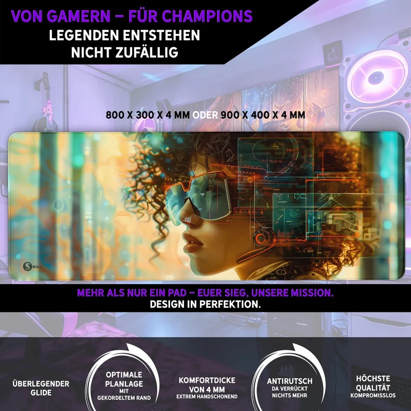 Gaming Mauspad XXL Cyberpunk Lady 4mm dick