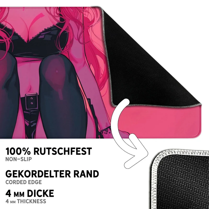 Gaming Mauspad XXL Cute Girl 90x40 cm oder 80x30 cm mit 4 mm Premium-Dicke