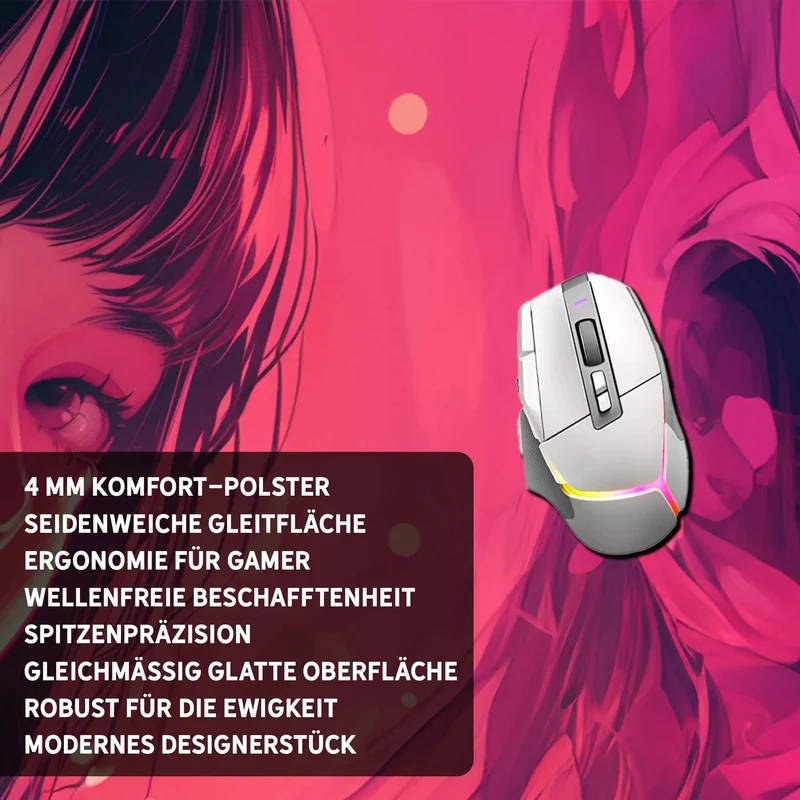 Gaming Mauspad XXL Girl in Pink PREMIUM-DICKE 4 MM