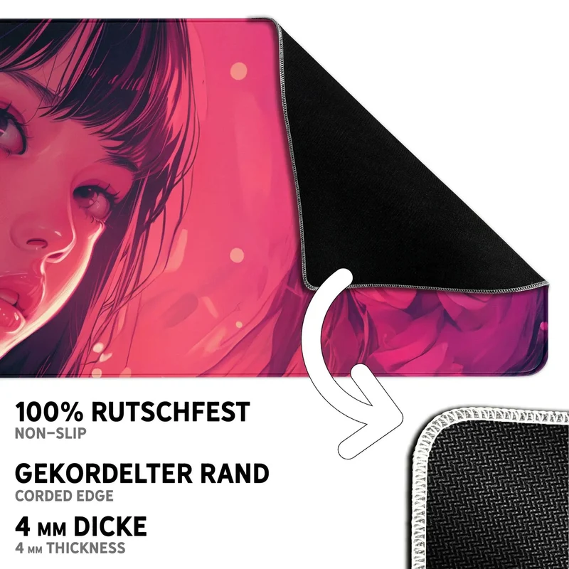 Gaming Mauspad XXL Girl in Pink PREMIUM-DICKE 4 MM