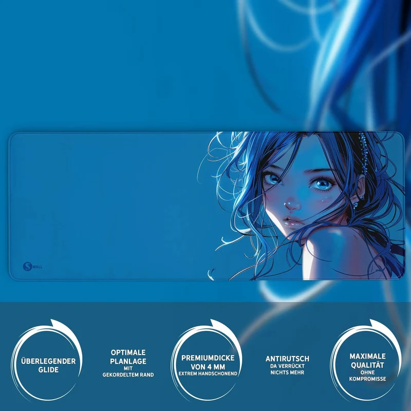 Gaming Mauspad XXL Blue Girl 90x40 | 80x30 | 45x40 cm PREMIUM-DICKE 4 MM