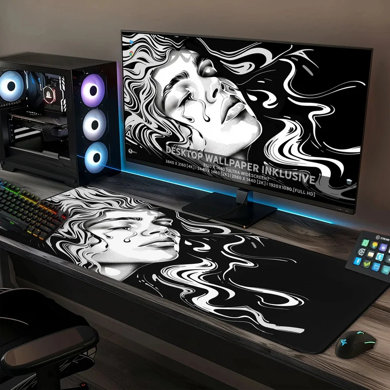 Gaming Mauspad XXL Ink Girl Premium 4mm dick