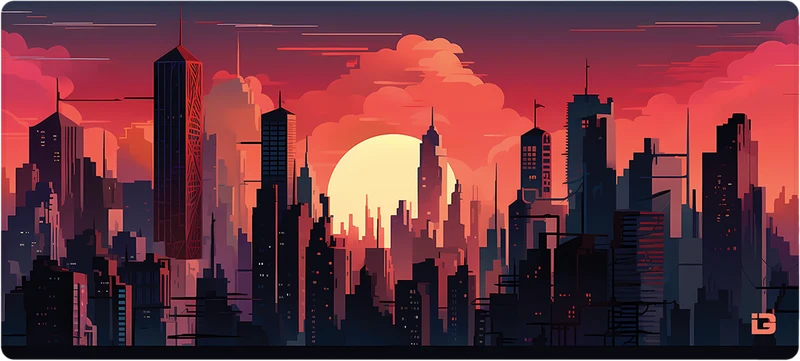 Sonnenuntergang in der dunklen Stadt