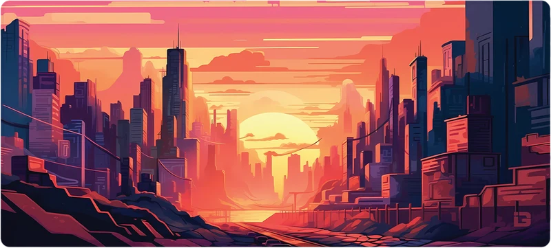 Lila Sonnenaufgang in der Stadt