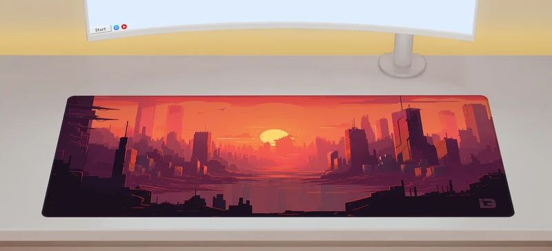 Morgendämmerung in der futuristischen Stadt