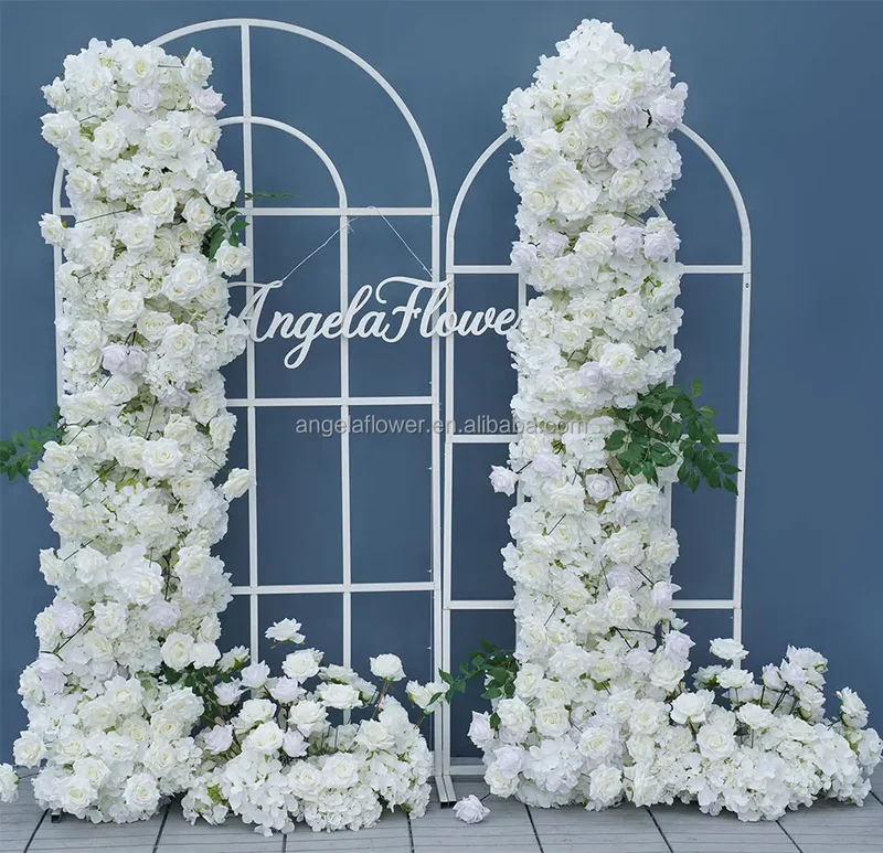 S-A8147 White Rose Hydrangea Floral Arrangement Sofa Table Runner Floor Flower