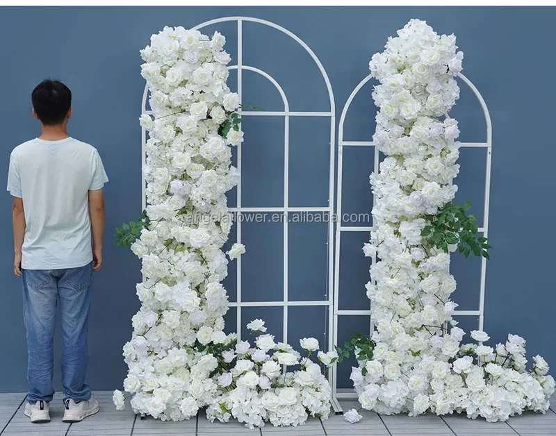 S-A8147 White Rose Hydrangea Floral Arrangement Sofa Table Runner Floor Flower