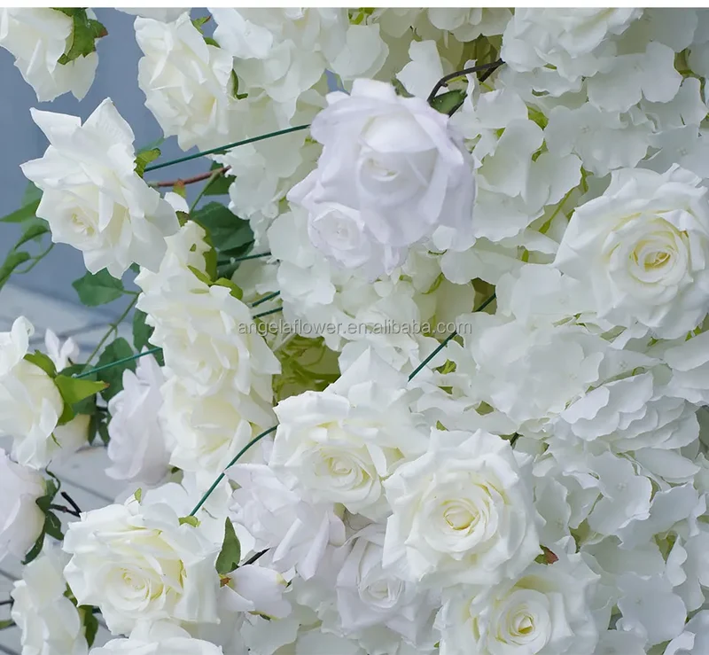 S-A8147 White Rose Hydrangea Floral Arrangement Sofa Table Runner Floor Flower