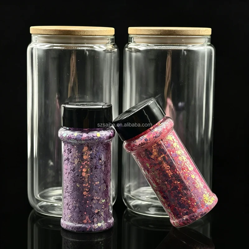 16 oz Snow Globe Glass Tumbler DIY Kit Supplies with UV DTF Cup Wraps Glitter Glass Bottle for Holiday Craft Gifts US Warehouses