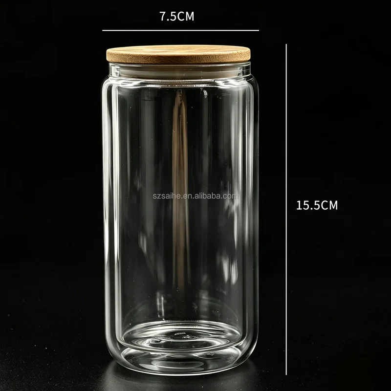 16 oz Snow Globe Glass Tumbler DIY Kit Supplies with UV DTF Cup Wraps Glitter Glass Bottle for Holiday Craft Gifts US Warehouses