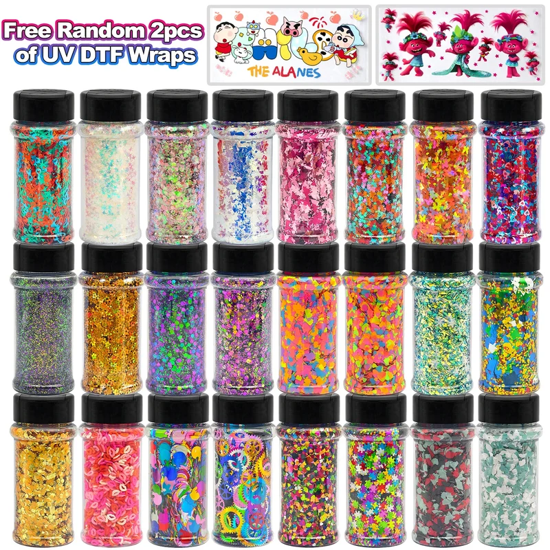 16 oz Snow Globe Glass Tumbler DIY Kit Supplies with UV DTF Cup Wraps Glitter Glass Bottle for Holiday Craft Gifts US Warehouses
