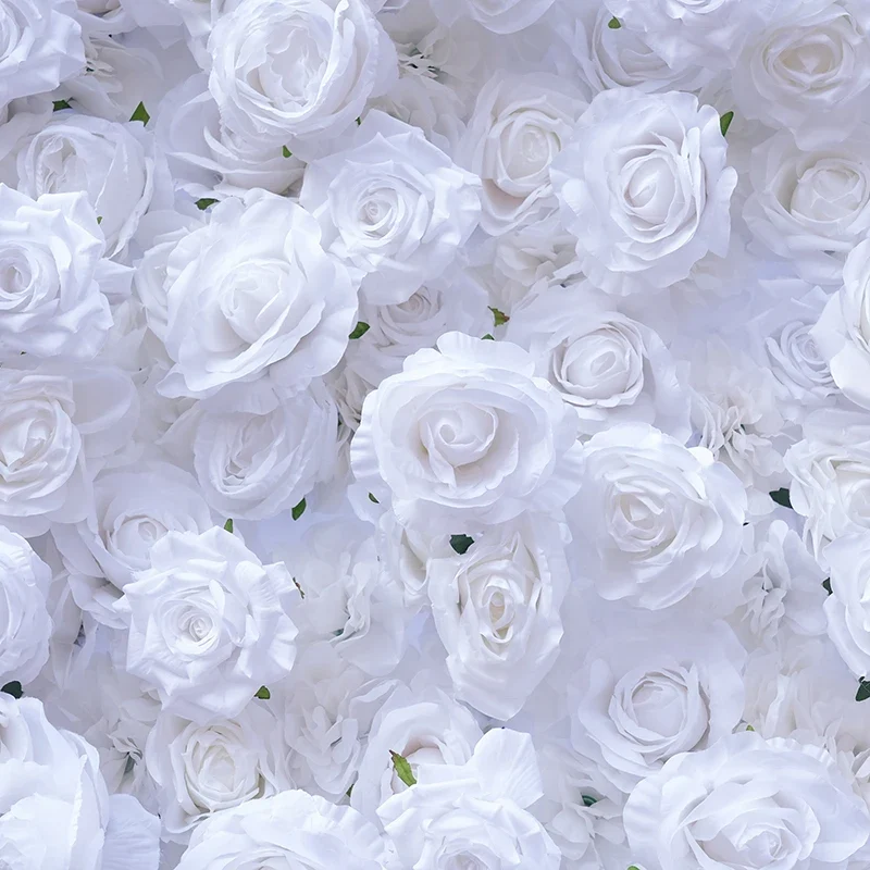 S-A8911Pure White Rose Rolling up Cloth Flower Wall Wedding Backdrop Props