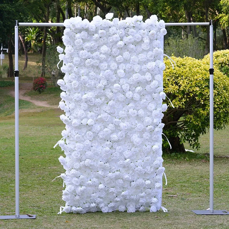 S-A8911Pure White Rose Rolling up Cloth Flower Wall Wedding Backdrop Props
