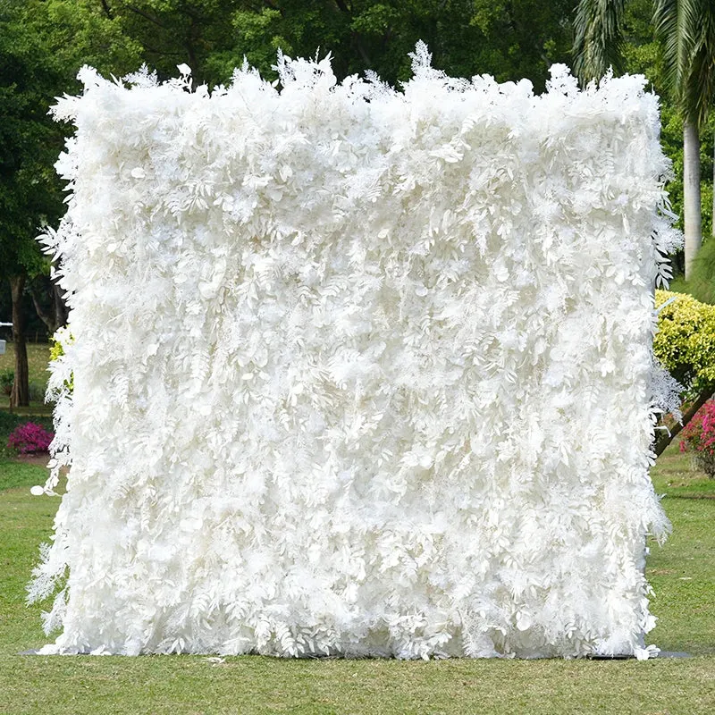 S-A8055 Wedding Backdrop White Roll up Fabric Flower Wall