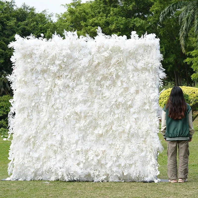 S-A8055 Wedding Backdrop White Roll up Fabric Flower Wall