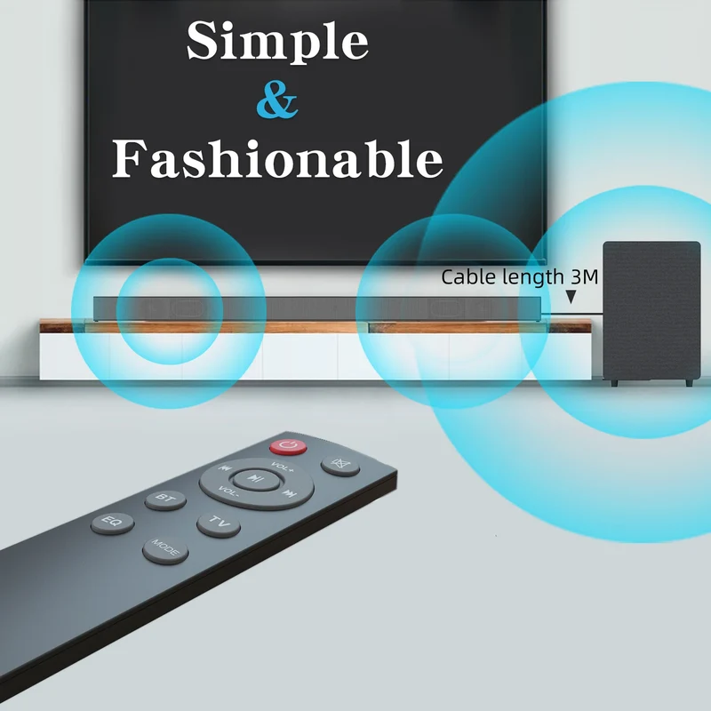 BS-18E Home Horizontal Theater System LCD TV Soundbar Subwoofer Box Aux/USB/Optical/Coaxial/RCA Durable Plastic Soundbar Pc