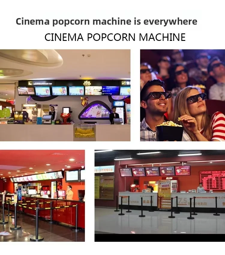 Theatre Popcorn Machine with 32 Oz Kettle Commercial Cinema Stainless Steel Automatic Popcorn Snack Popcorn Vending Machine
