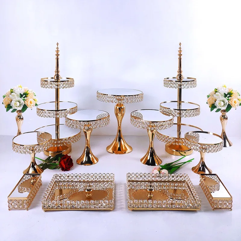 Wholesale Luxury Iron Cake Stands Set Gold Wedding Favor Cookware Tool for Kitchen Metal Cupcake Buffet Display Dessert Stand