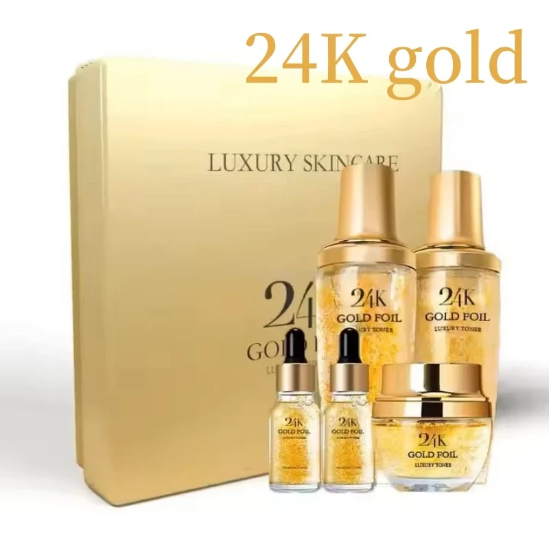 MRUIS 24k Gold Collagen Cream Peptide Snail Brighten Whitening Skin and Fight Against Aging Serum Lotion Facial Care Luxury Set