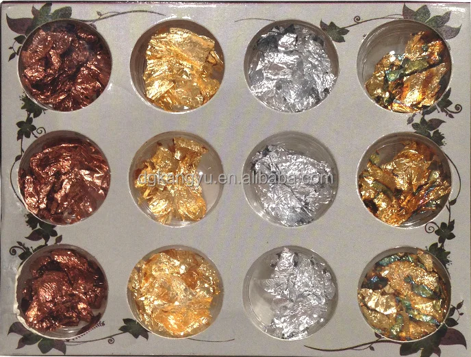 Nail Gold Foil Flakes for Resin Gilding Metal Gold Silver Leaf Flakes for Nails Art Slime-for Diwali Graduation Decorations 1kg