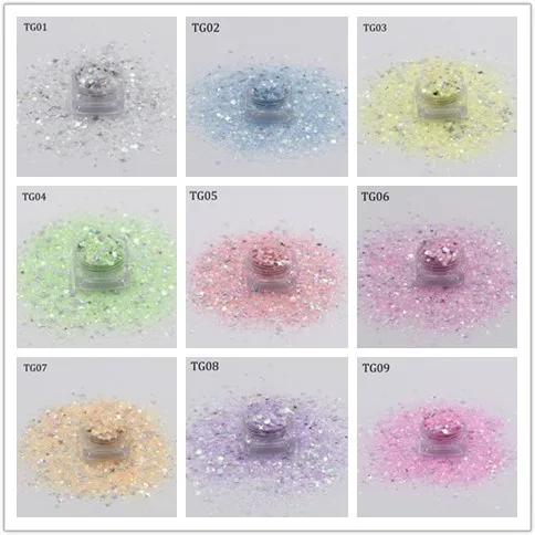 Prime Quality Wholesale PET Glitter Shapes Holographic or Iridescent Chunky Mixes Hexagon Glitter