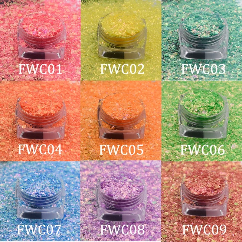 Prime Quality Wholesale PET Glitter Shapes Holographic or Iridescent Chunky Mixes Hexagon Glitter