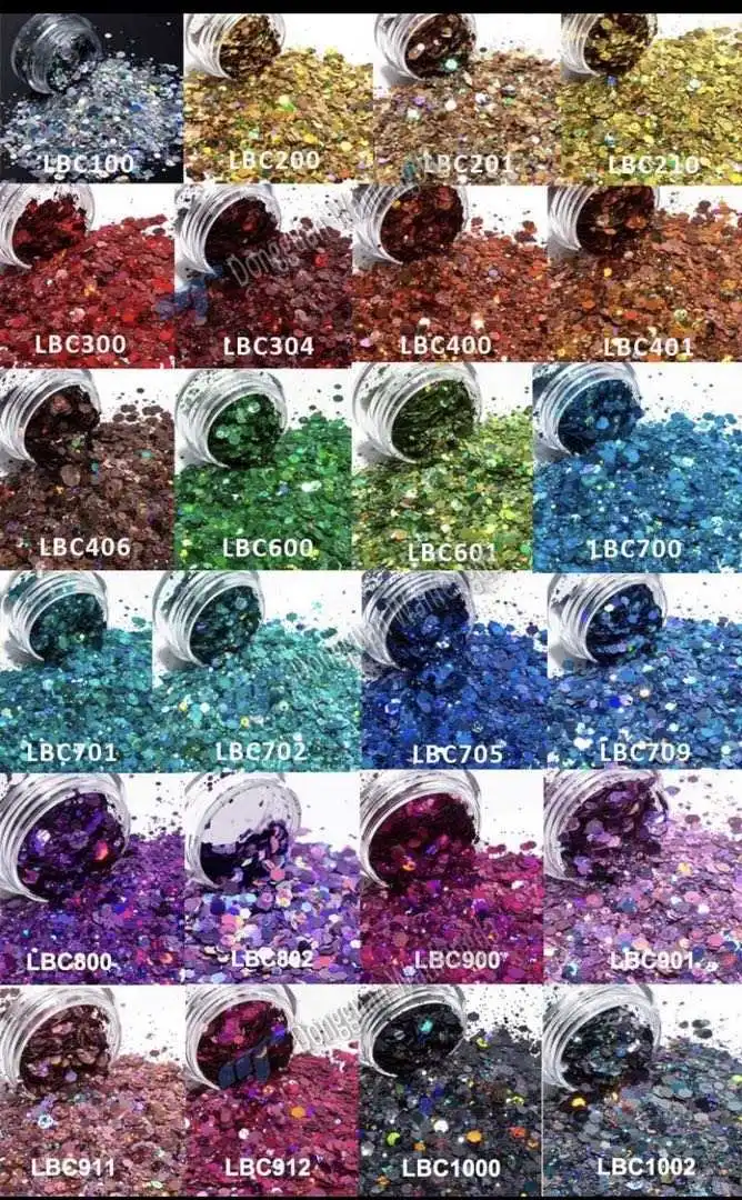 Prime Quality Wholesale PET Glitter Shapes Holographic or Iridescent Chunky Mixes Hexagon Glitter