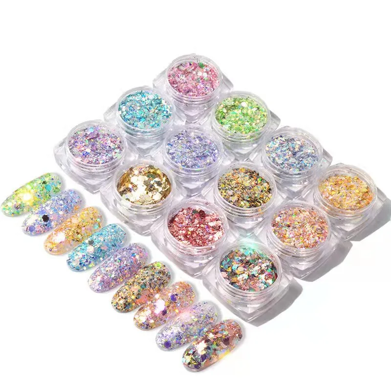 Prime Quality Wholesale PET Glitter Shapes Holographic or Iridescent Chunky Mixes Hexagon Glitter