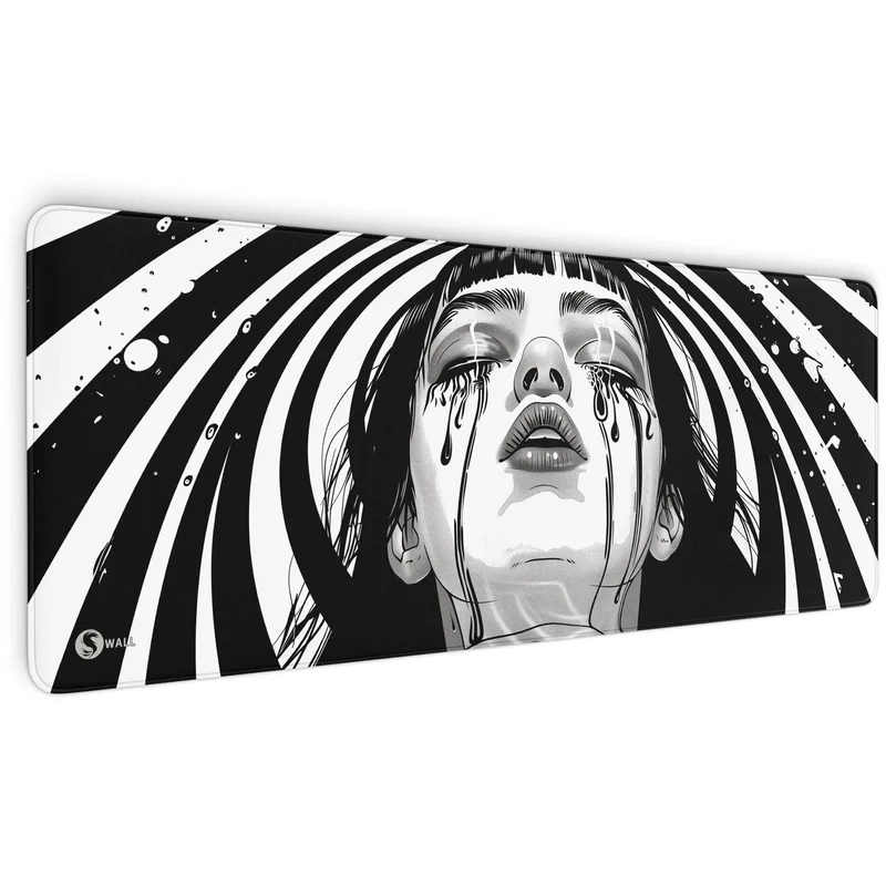Gaming Mauspad XXL Crying Girl Black n White 90x40 | 80x30 | 45x40 cm 4mm Premium