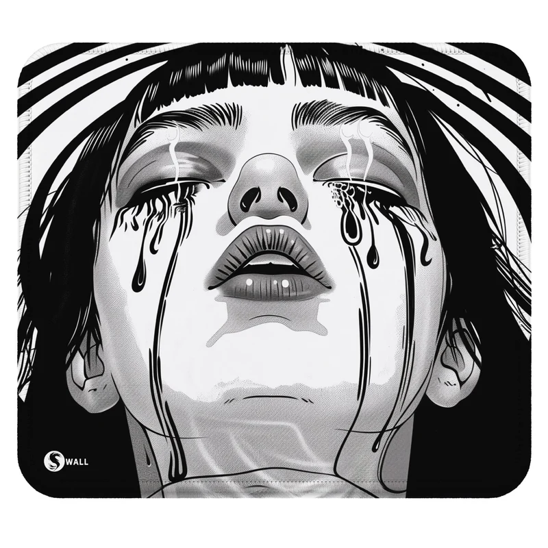 Gaming Mauspad XXL Crying Girl Black n White 90x40 | 80x30 | 45x40 cm 4mm Premium