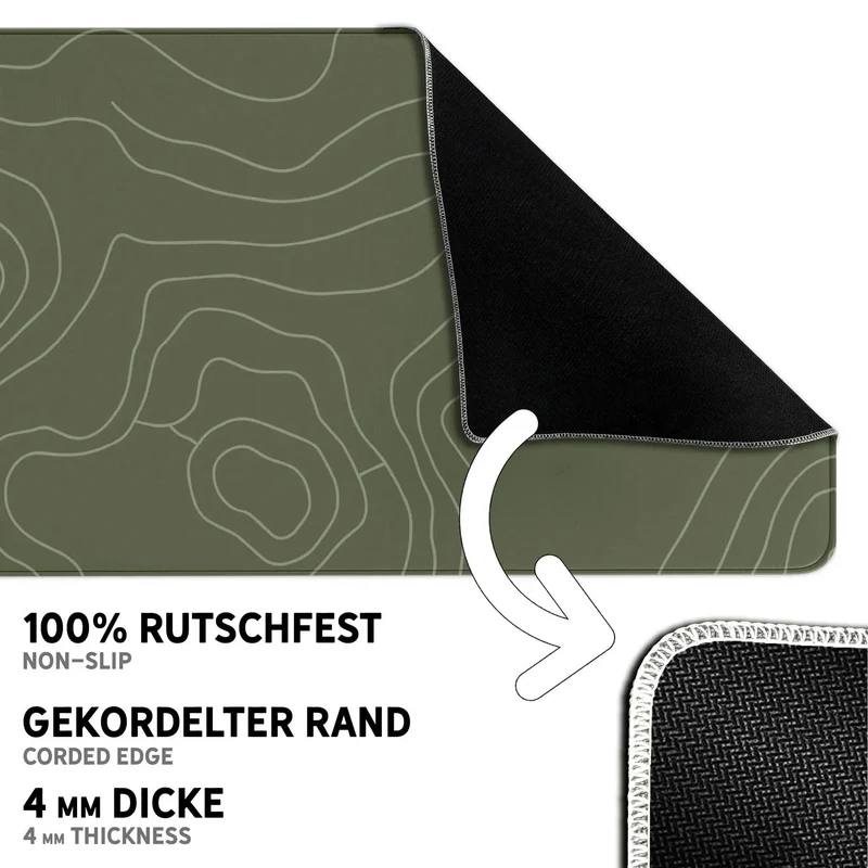 Gaming Mauspad XXL Topografie moosgrün 4mm Premium