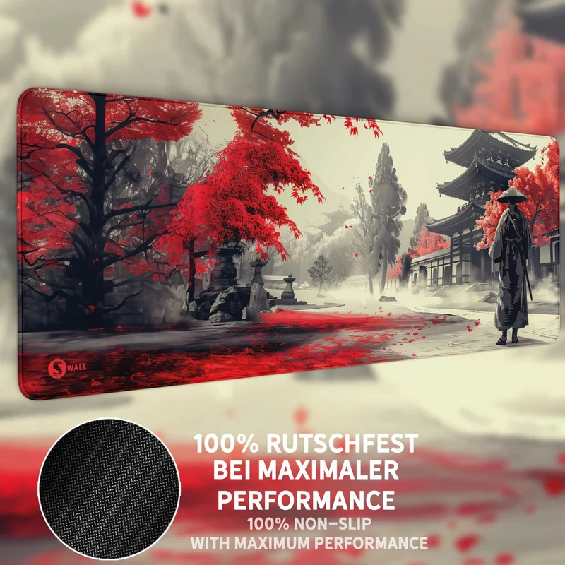Gaming Mauspad XXL Samurai Ronan Red 90x40 | 80x30 | 45x40 cm 4 mm Premiumdicke