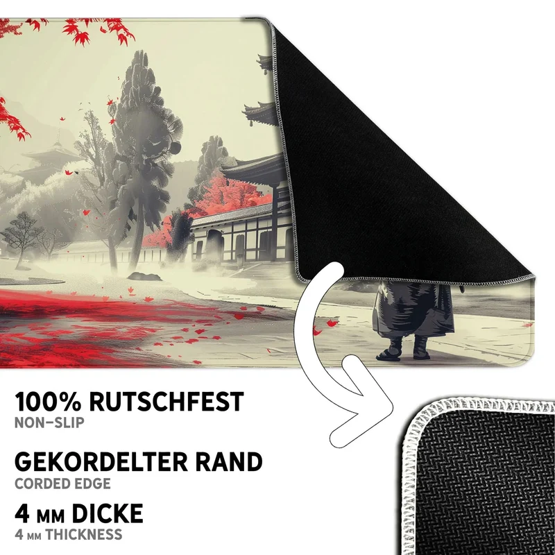 Gaming Mauspad XXL Samurai Ronan Red 90x40 | 80x30 | 45x40 cm 4 mm Premiumdicke