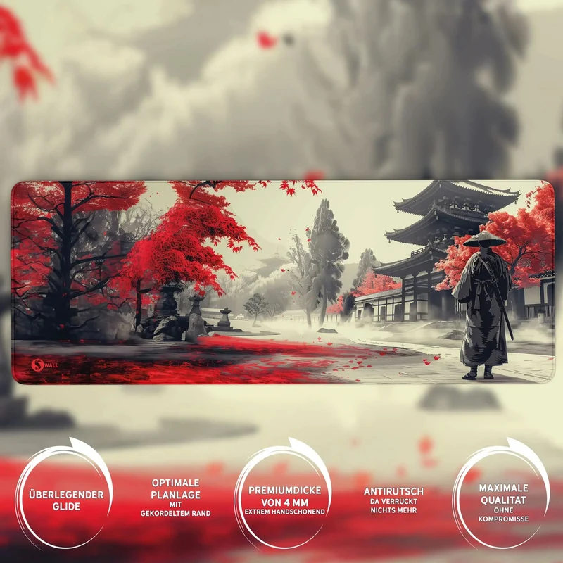 Gaming Mauspad XXL Samurai Ronan Red 90x40 | 80x30 | 45x40 cm 4 mm Premiumdicke