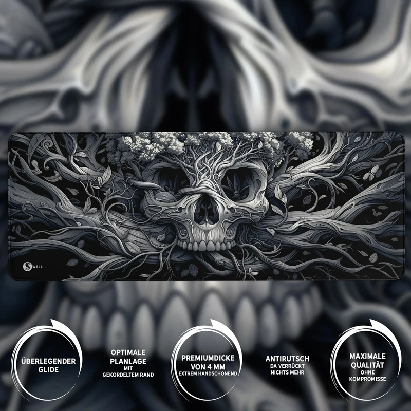 Gaming Mauspad XXL Skull Tree 90x40 | 80x30 | 45x40 cm 4mm Premium Dicke