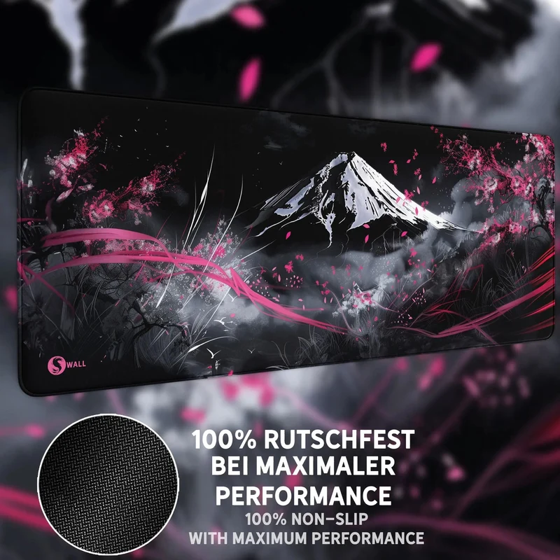 Gaming Mauspad XXL Japanese Mountain Sakura 90x40 | 80x30 | 45x40 cm 4 mm Premium-Dicke