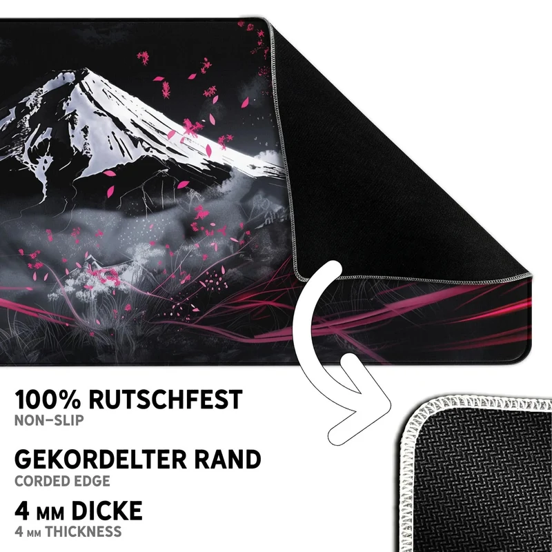 Gaming Mauspad XXL Japanese Mountain Sakura 90x40 | 80x30 | 45x40 cm 4 mm Premium-Dicke