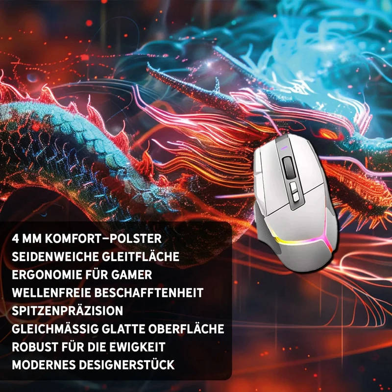 Gaming Mauspad XXL Dragon Glow 90x40 | 80x30 | 45x40 cm 4mm Premium Dicke