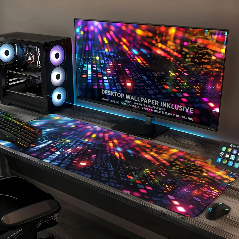 Gaming Mauspad XXL Datamosh Matrix 90x40 | 80x30 | 45x40 cm 4mm rutschfest Premium Dicke