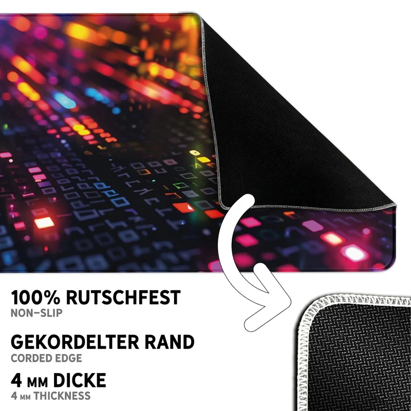 Gaming Mauspad XXL Datamosh Matrix 90x40 | 80x30 | 45x40 cm 4mm rutschfest Premium Dicke