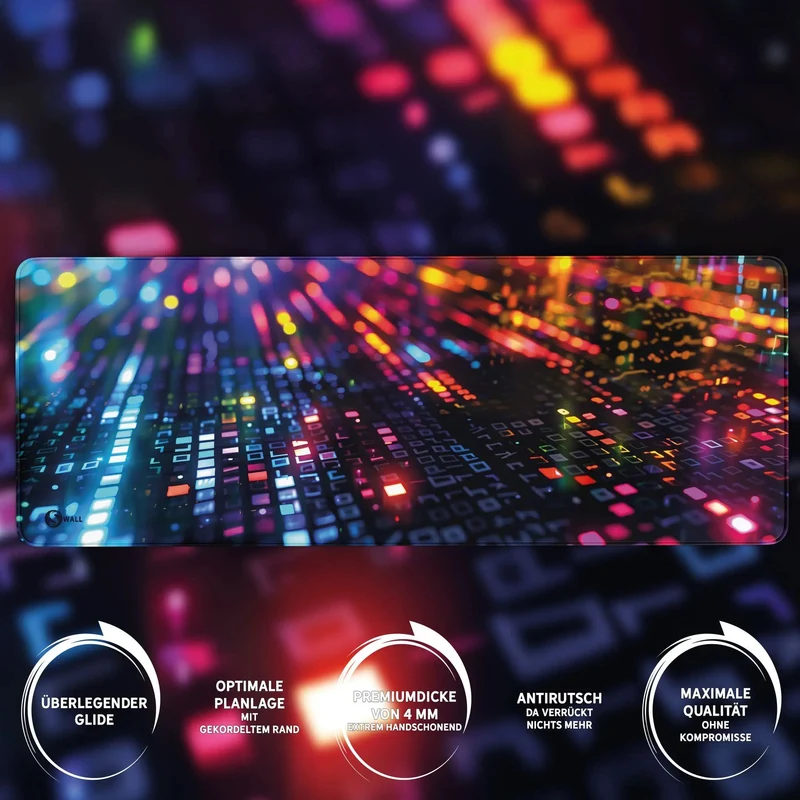Gaming Mauspad XXL Datamosh Matrix 90x40 | 80x30 | 45x40 cm 4mm rutschfest Premium Dicke