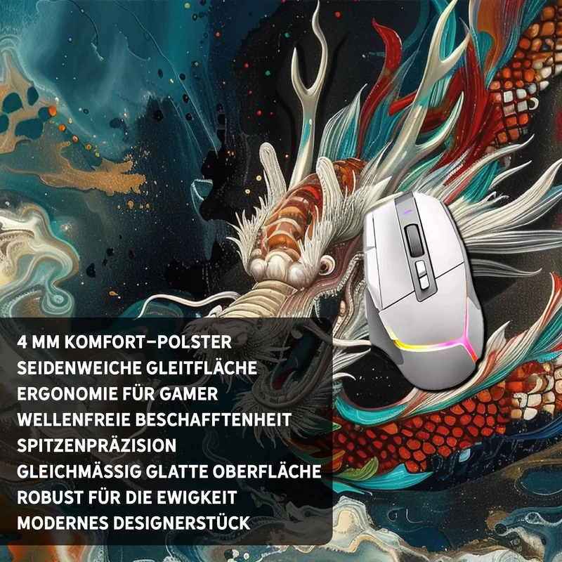 Gaming Mauspad XXL Chinese Dragon 90x40 | 80x30 | 45x40 cm 4mm Premiumdicke