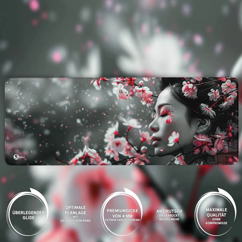 Gaming Mauspad XXL Asian Girl Sakura 90x40 | 80x30 | 45x40 cm PREMIUM-DICKE 4 MM