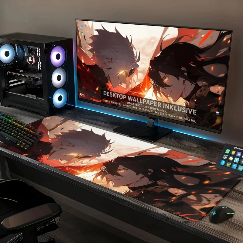 Gaming Mauspad XXL Anime Fight 90x40 | 80x30 | 45x40 cm PREMIUM-DICKE 4 MM