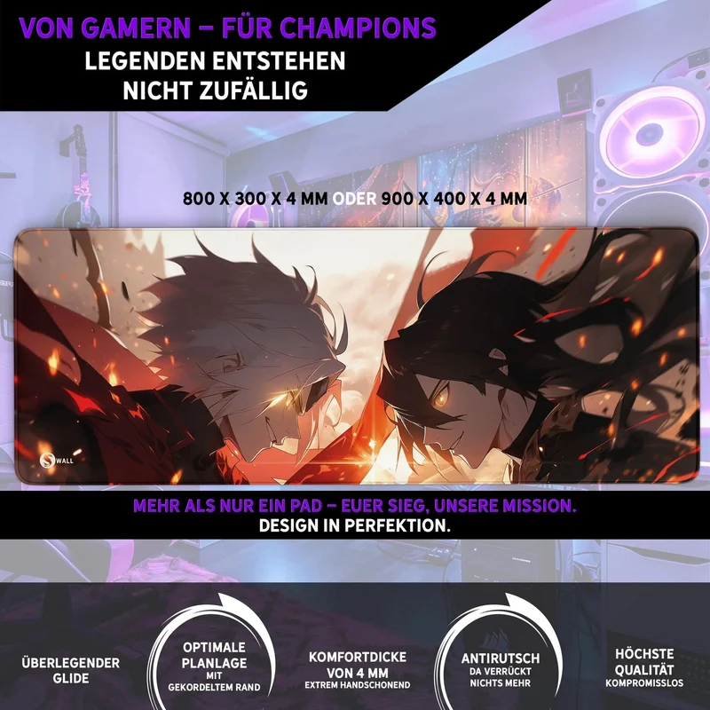 Gaming Mauspad XXL Anime Fight 90x40 | 80x30 | 45x40 cm PREMIUM-DICKE 4 MM