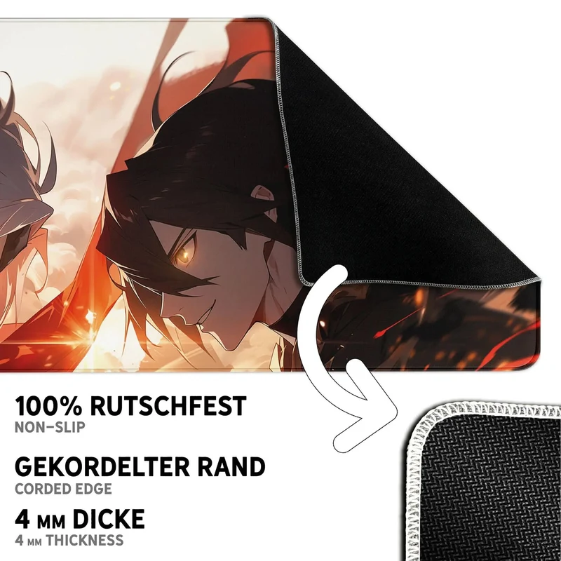 Gaming Mauspad XXL Anime Fight 90x40 | 80x30 | 45x40 cm PREMIUM-DICKE 4 MM