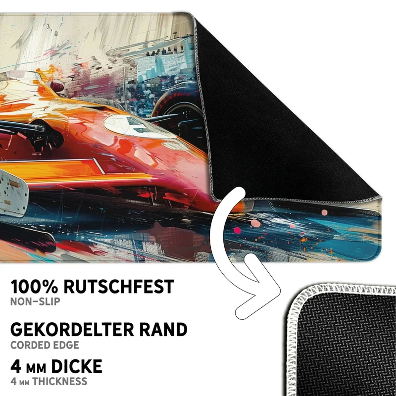 Gaming Mauspad XXL Formel 1 F1 Rennwagen 90x40 | 80x30 | 45x40 cm 4mm Premium