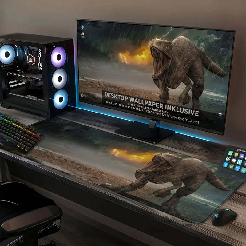 Gaming Mauspad XXL Raptor Dinosaurier PREMIUM-DICKE 4 MM