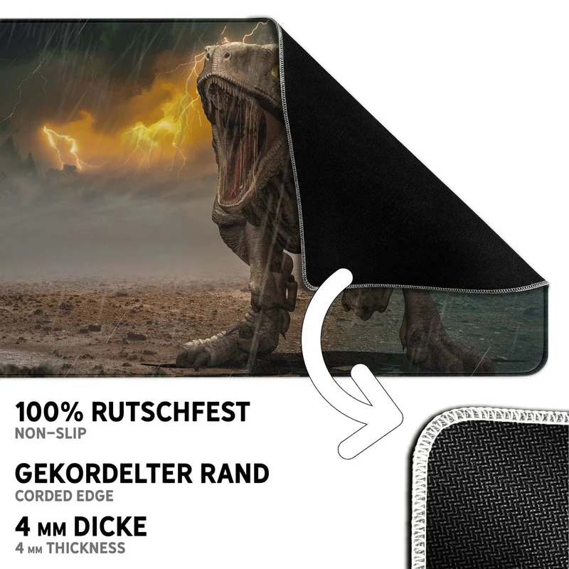 Gaming Mauspad XXL Raptor Dinosaurier PREMIUM-DICKE 4 MM